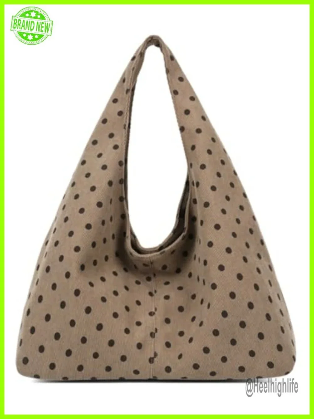 Slouchy Canvas Polka Dot Hobo Bag Women Crossbody Shoulder Tote Work Travel